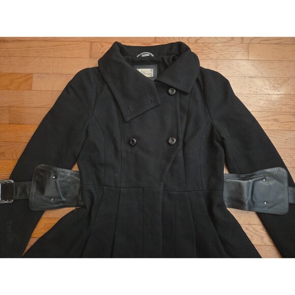 Mackage Women's Wool Blend Dress Coat Black Belted Heavy Size Medium - Picture 6 of 14